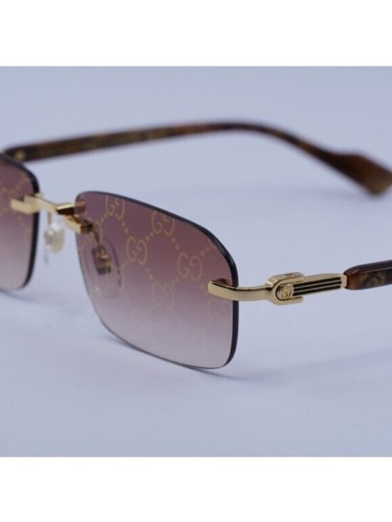 Gucci GG1221S 004 Sunglasses Gold Rectangle Frame, Burgundy Gradient Lenses main image 5